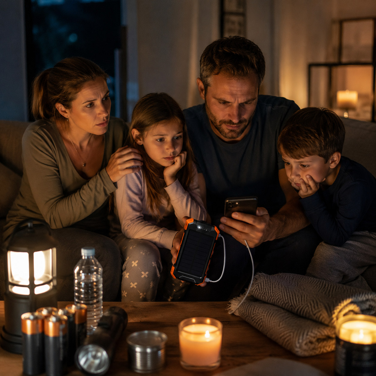 Family staying connected during power outage with Rivanta